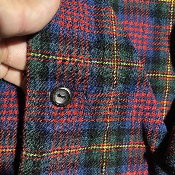 Vintage Pendleton Plaid Shirt Mens Medium Virgin Wool Board Flannel 70s 80s - Picture 4 of 11